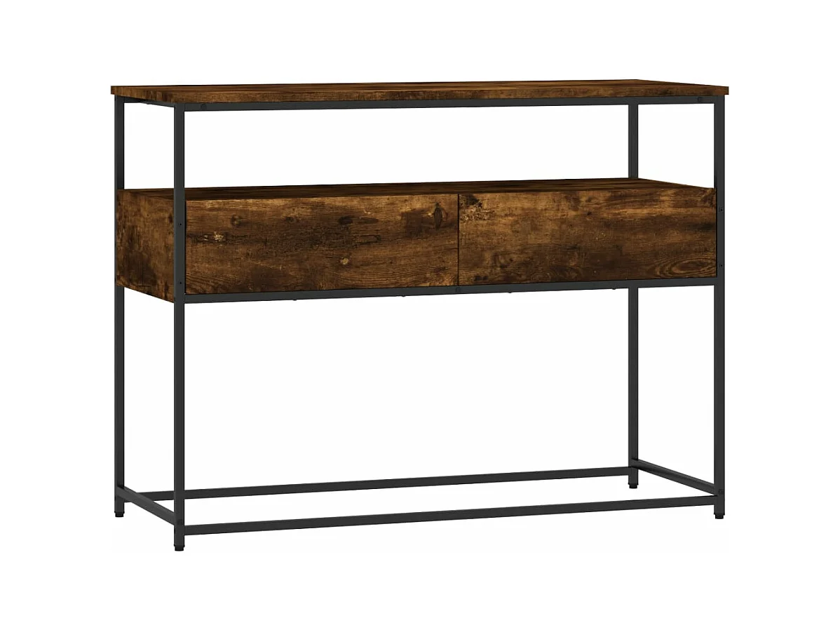 Table console chêne fumé 100x40x75 bois d'ingénierie