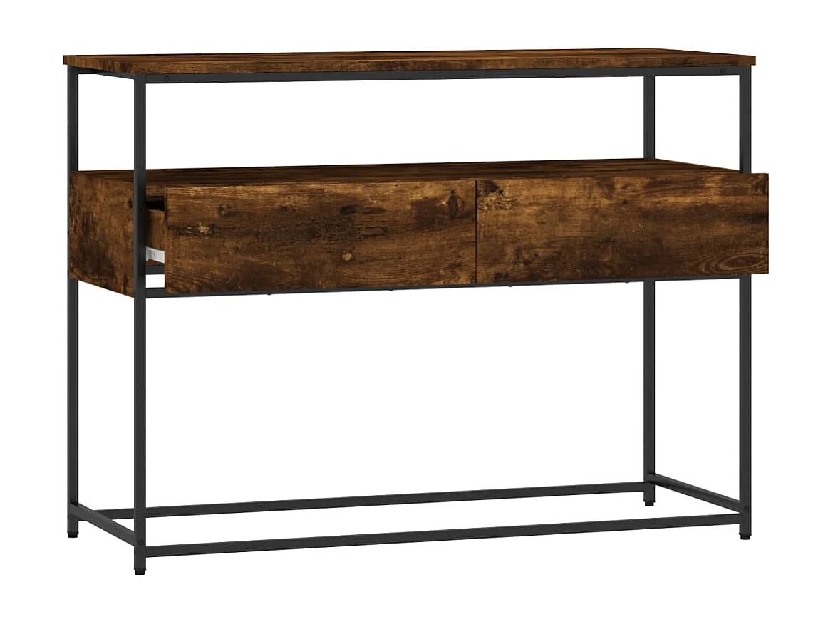 Table console chêne fumé 100x40x75 bois d'ingénierie