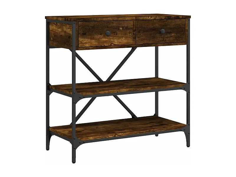 Table console chêne fumé 75x34,5x75 bois d'ingénierie