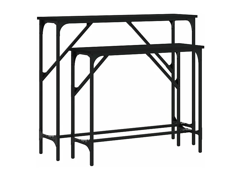 Tables console 2 pcs noir bois d'ingénierie