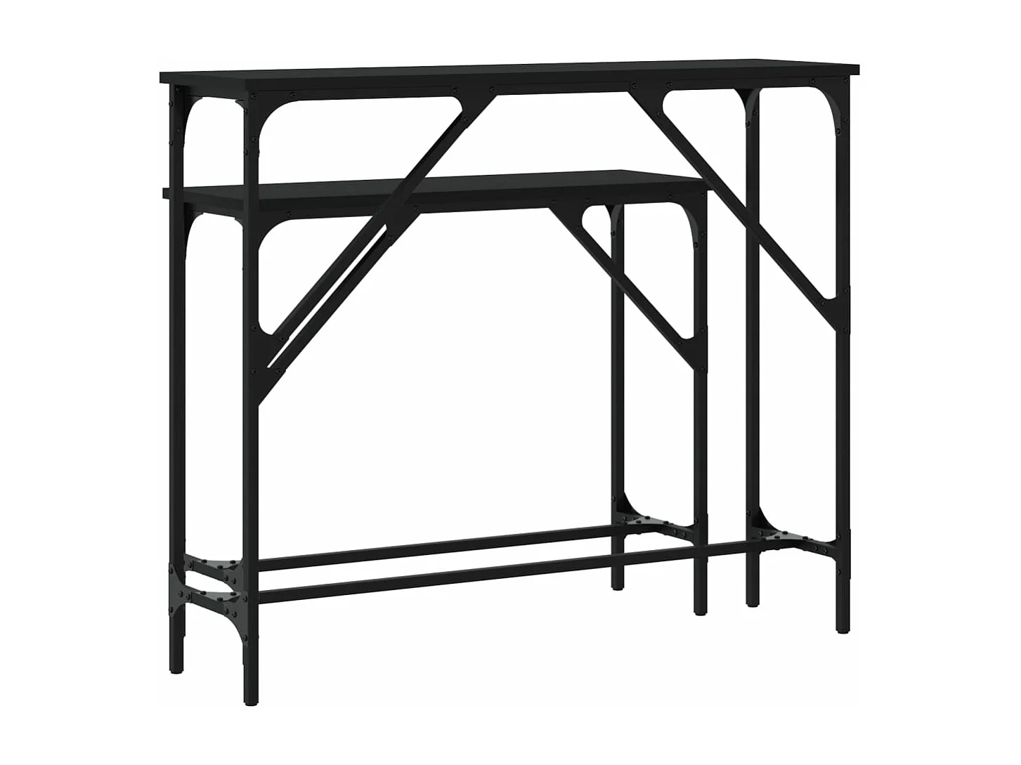 Tables console 2 pcs noir bois d'ingénierie