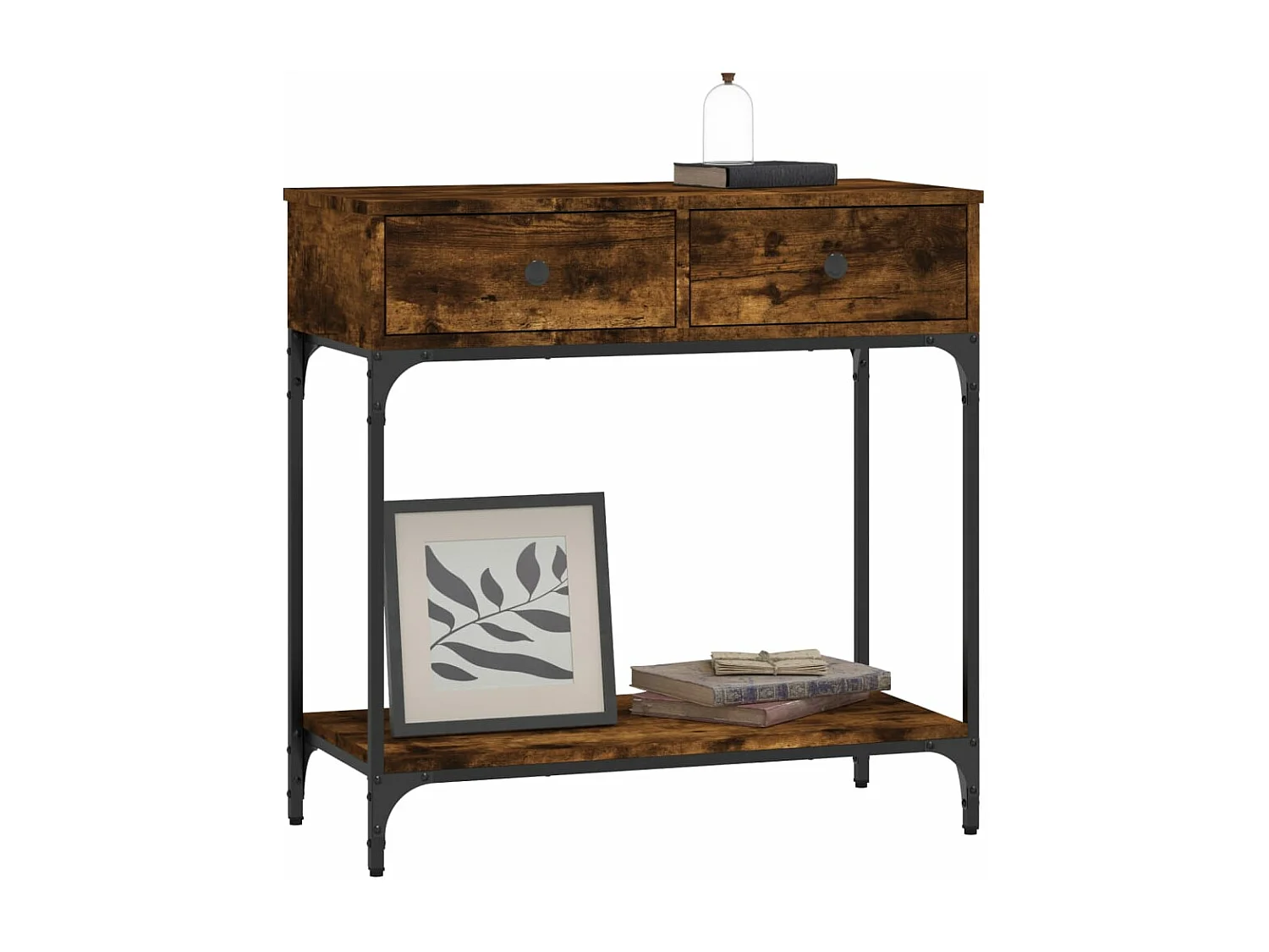 Table console chêne fumé 75x34,5x75 bois d'ingénierie