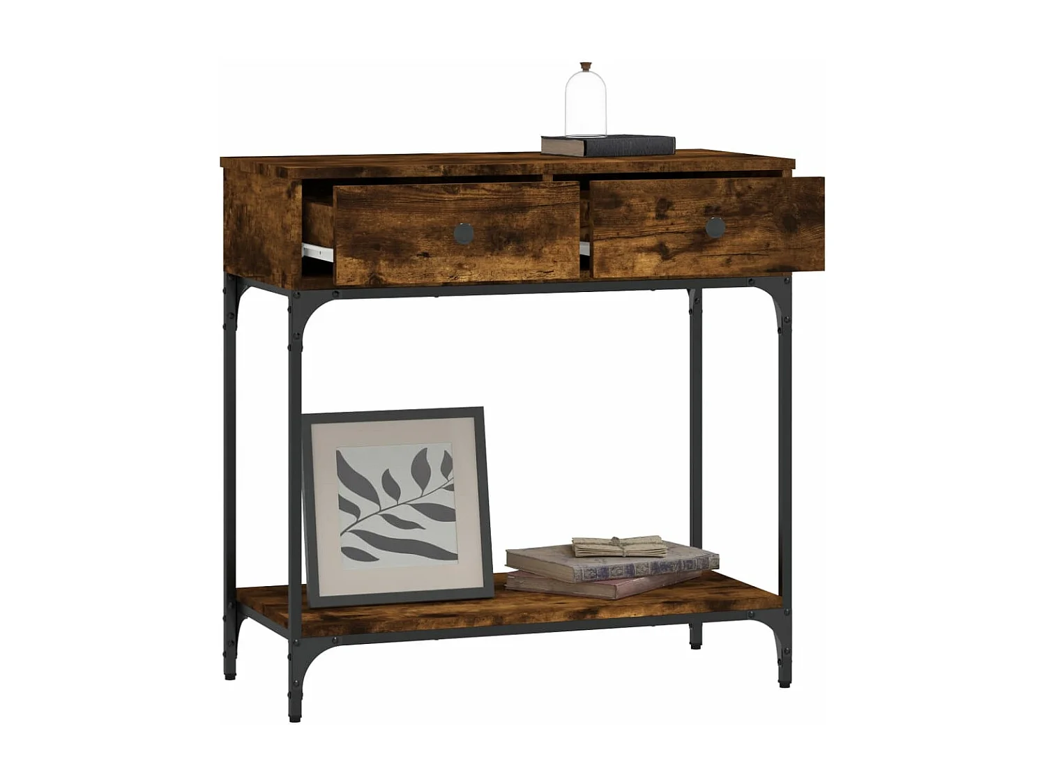 Table console chêne fumé 75x34,5x75 bois d'ingénierie