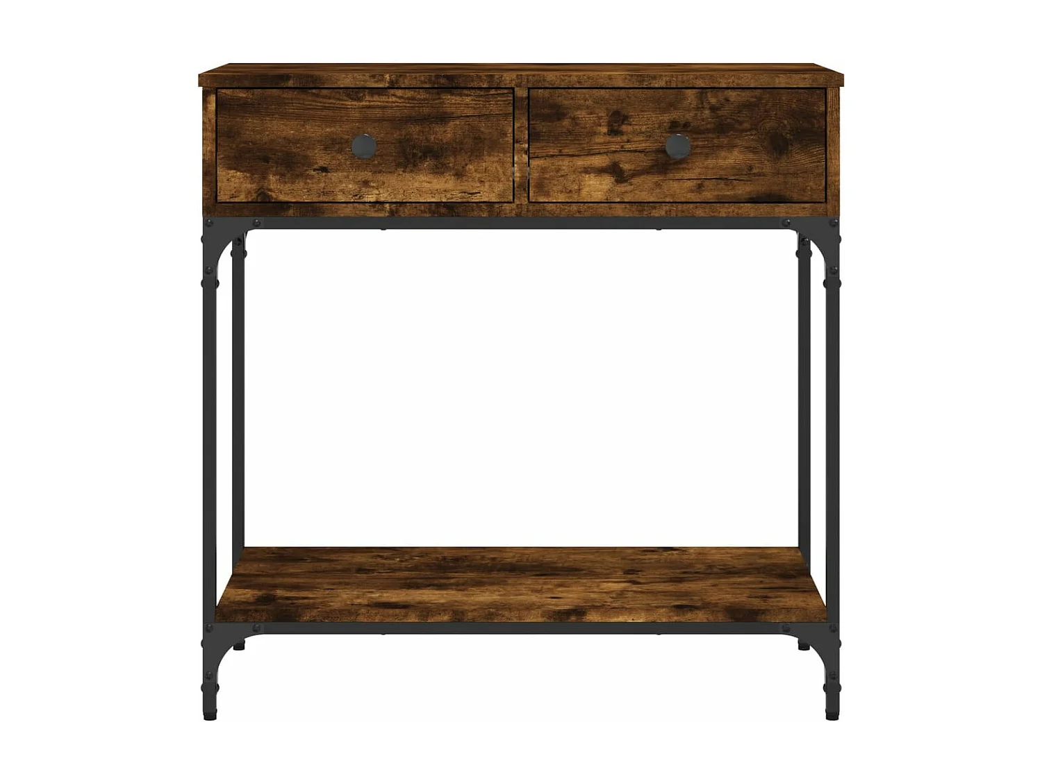 Table console chêne fumé 75x34,5x75 bois d'ingénierie