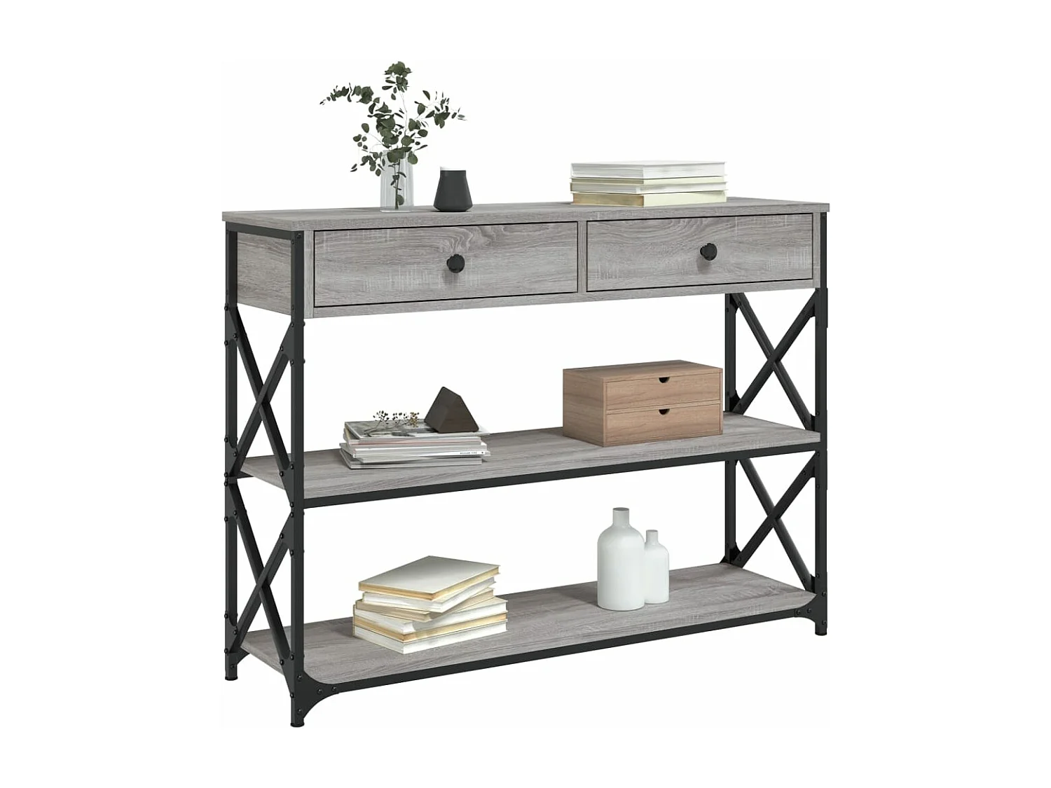 Table console sonoma gris 100x28x75 bois d'ingénierie