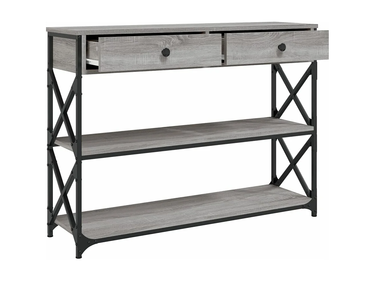 Table console sonoma gris 100x28x75 bois d'ingénierie