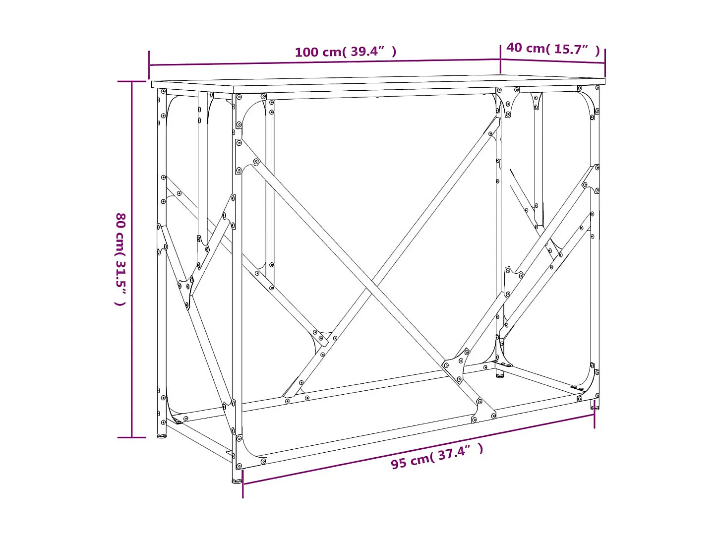 Table console chêne fumé 100x40x80 bois d'ingénierie