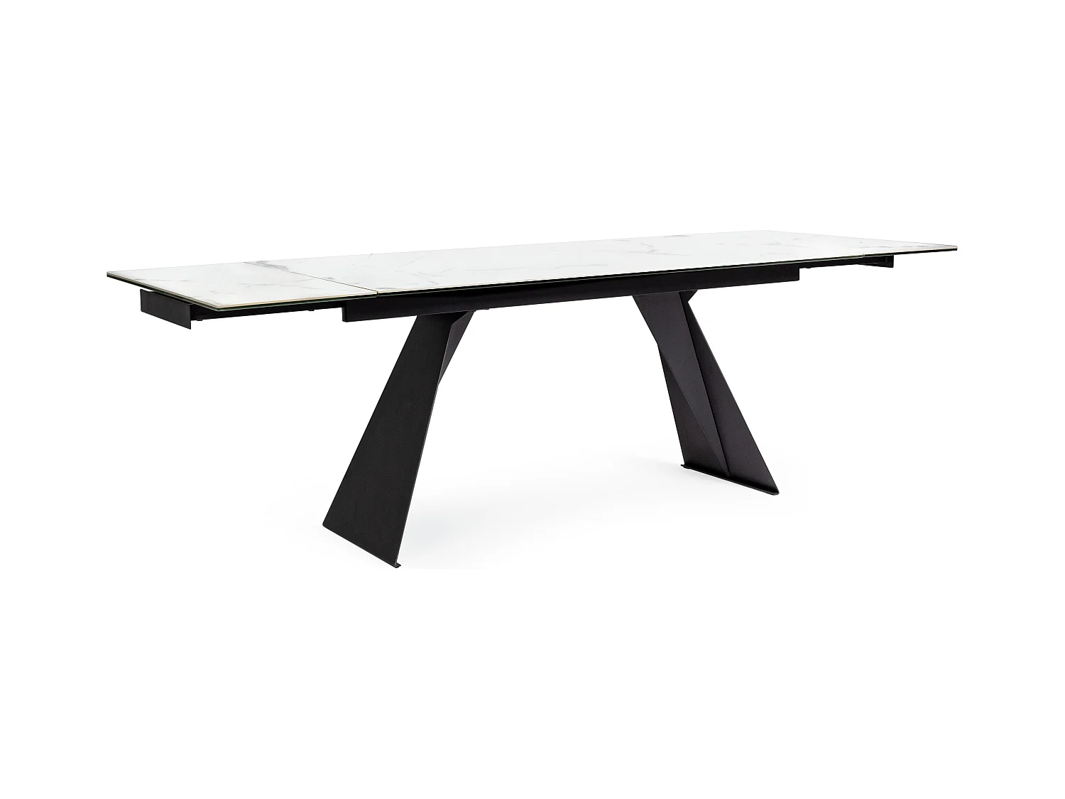 Table extensible 6 à 12 places en céramique blanc et acier noir Bakoa 160-240cm