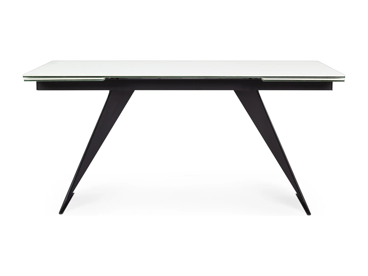 Uitschuifbare tafel 6 tot 12 plaatsen in wit keramiek en zwart staal Bakoa 160/240 cm