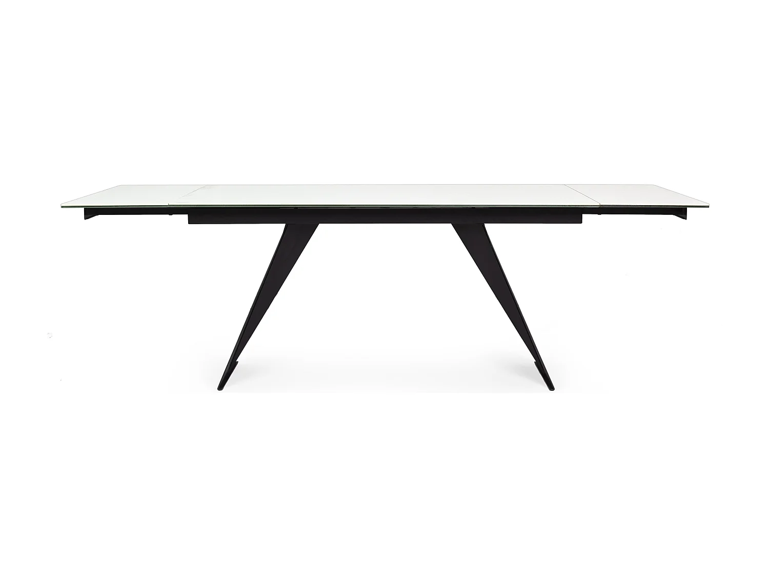 Uitschuifbare tafel 6 tot 12 plaatsen in wit keramiek en zwart staal Bakoa 160/240 cm