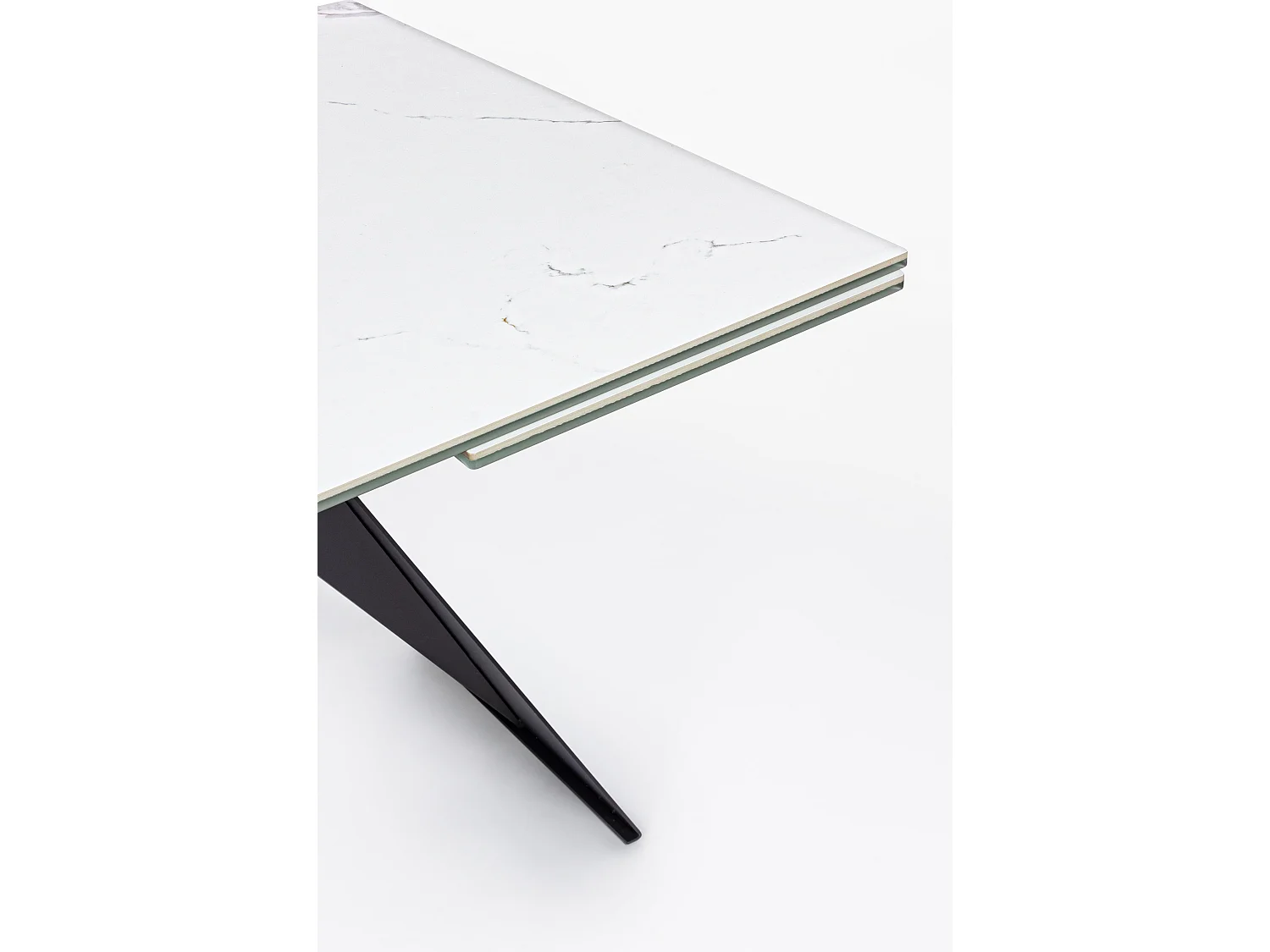 Uitschuifbare tafel 6 tot 12 plaatsen in wit keramiek en zwart staal Bakoa 160/240 cm