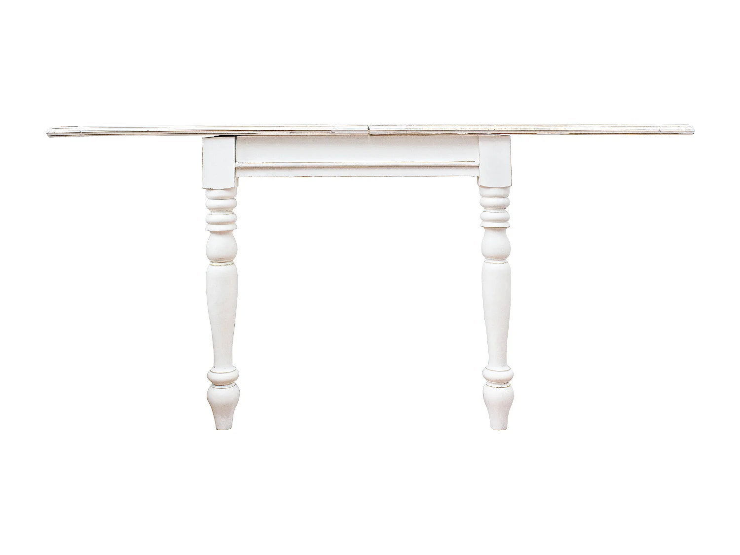 Petite table carrée extensible de 80cm en bois de manguier blanc patiné Kolita 80-160cm