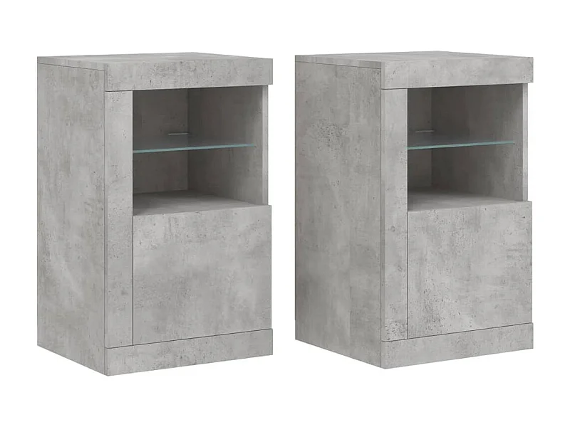 Armoires latérales et lumières LED 2 pcs gris béton