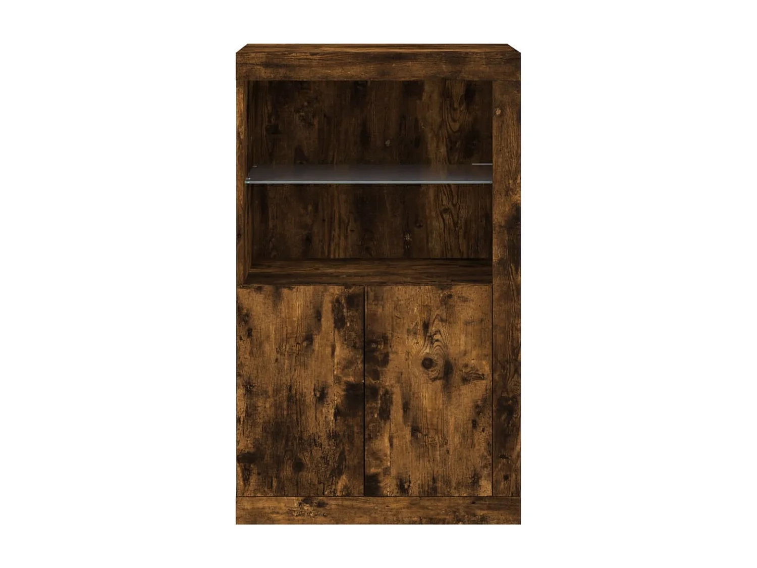 Armoire latérale avec lumières LED chêne fumé bois d'ingénierie