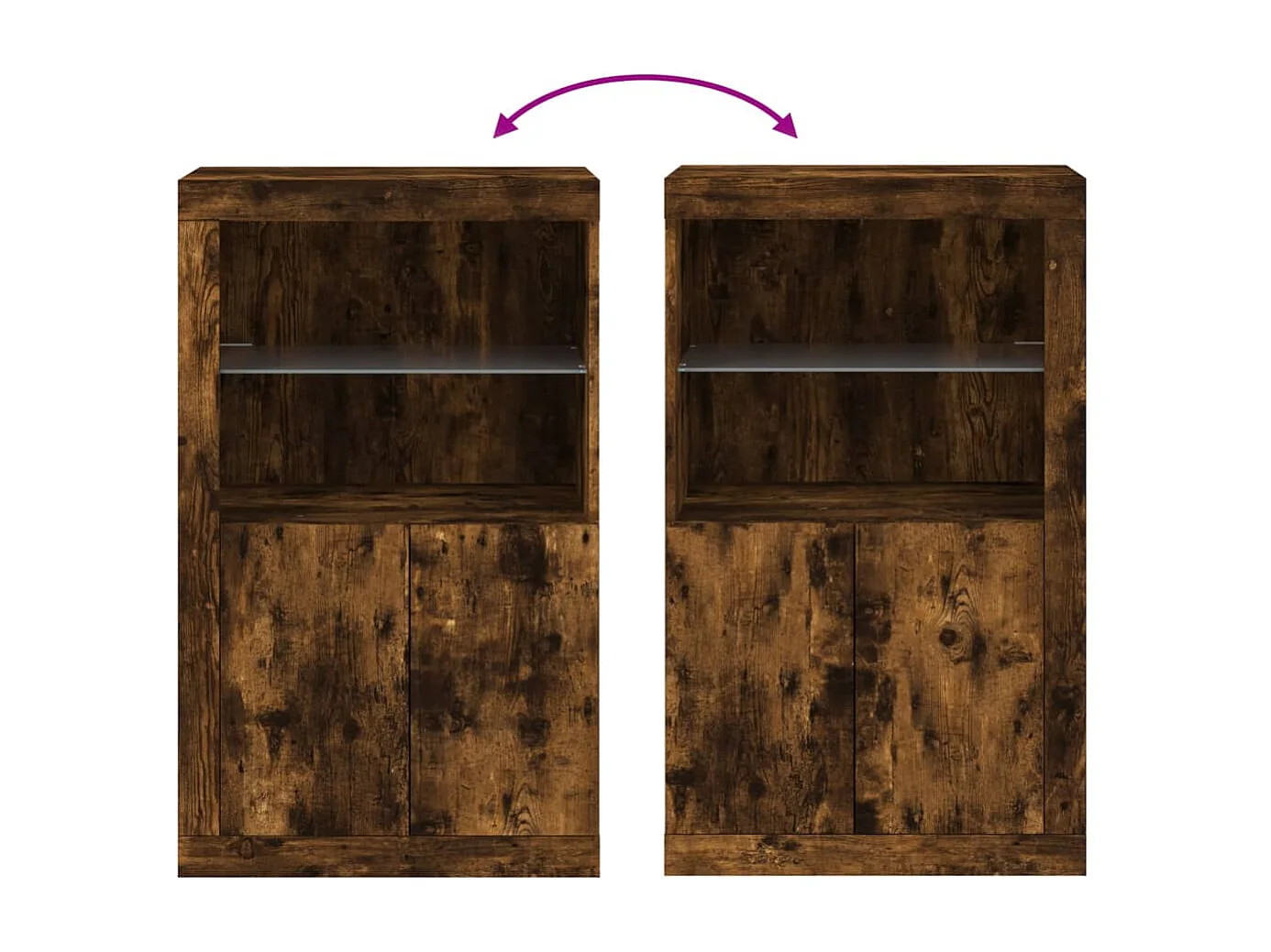 Armoire latérale avec lumières LED chêne fumé bois d'ingénierie