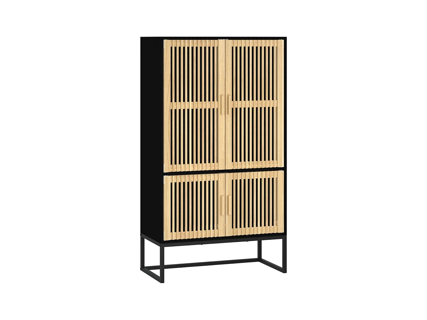 Buffet haut noir 70x35x125 bois d'ingénierie