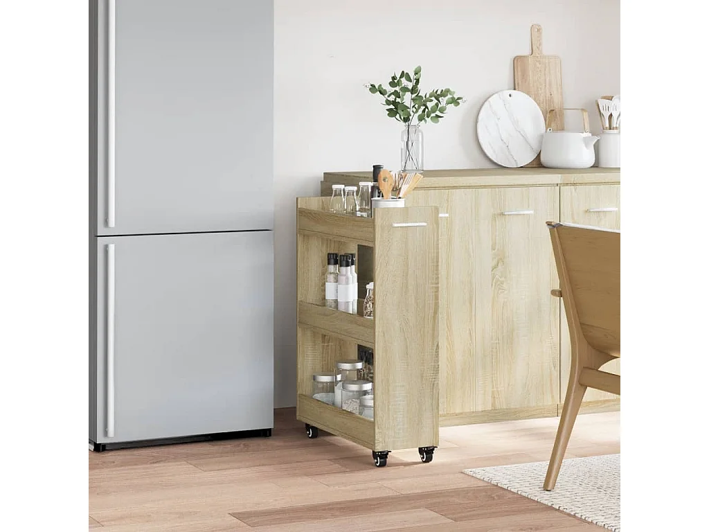 Armoire avec roues chêne sonoma 60x22x79 bois d'ingénierie