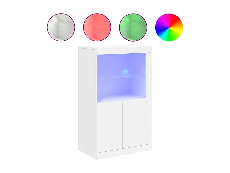 Armoire latérale avec éclairage LED blanc bois d'ingénierie