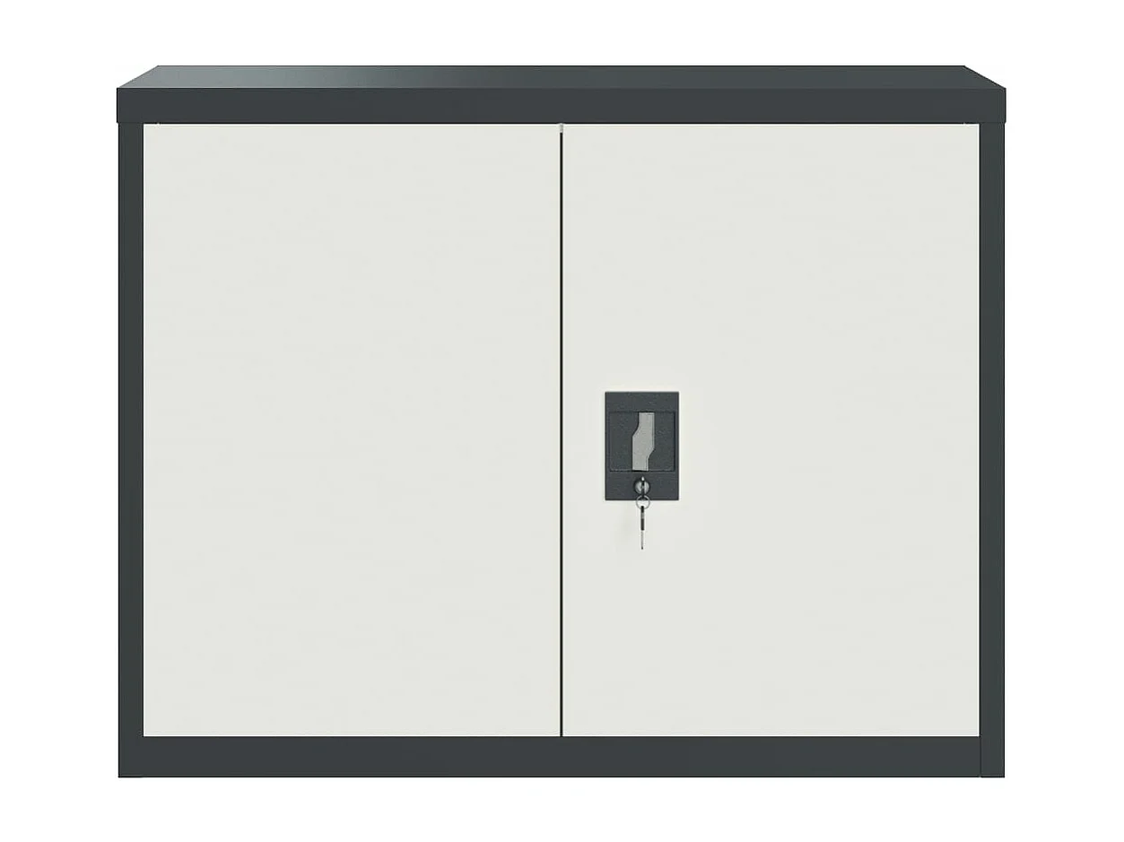 Archiefkast 90x40x70 cm staal antracietkleurig en wit