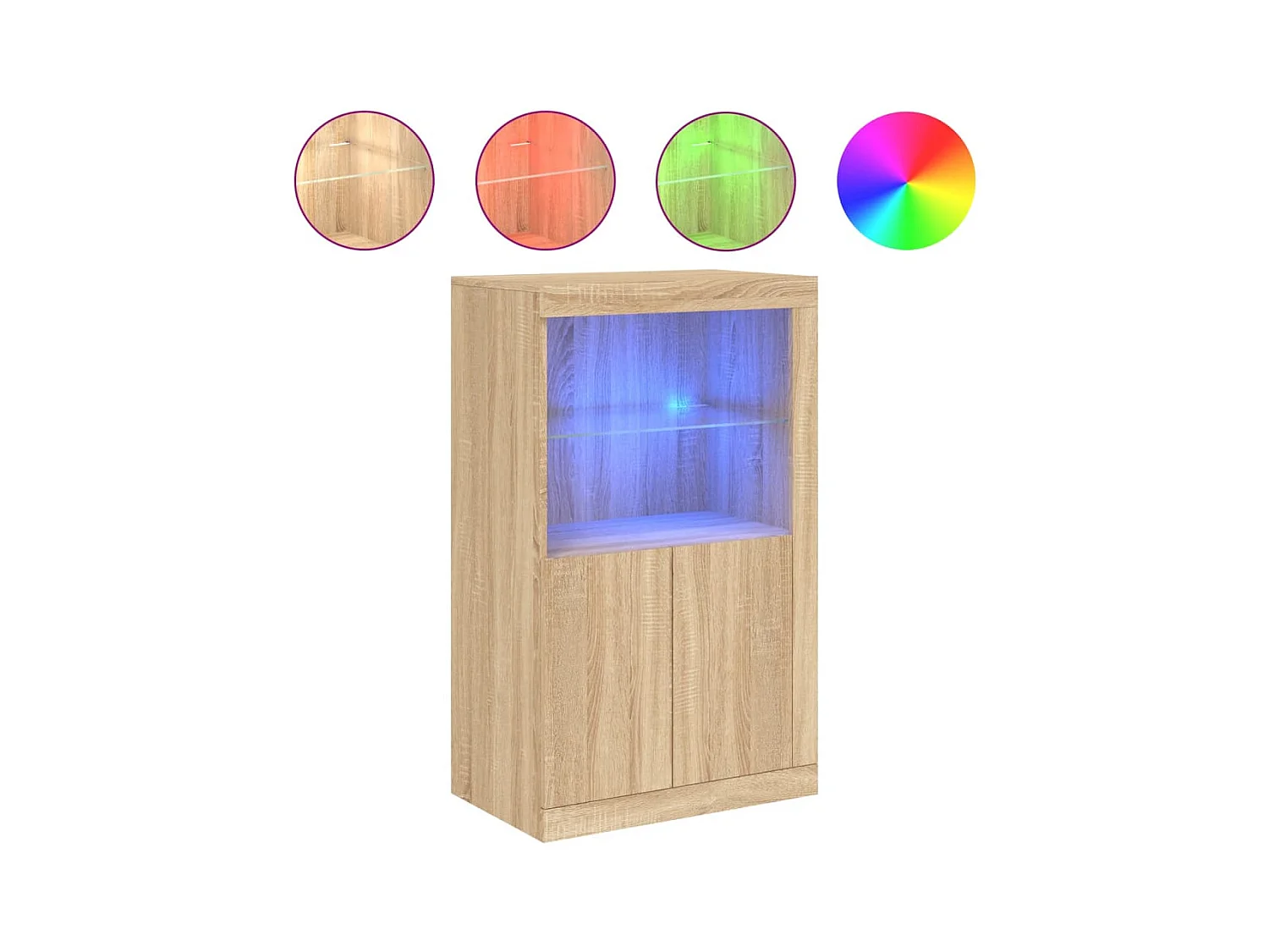 Armoire latérale avec lumières LED chêne sonoma