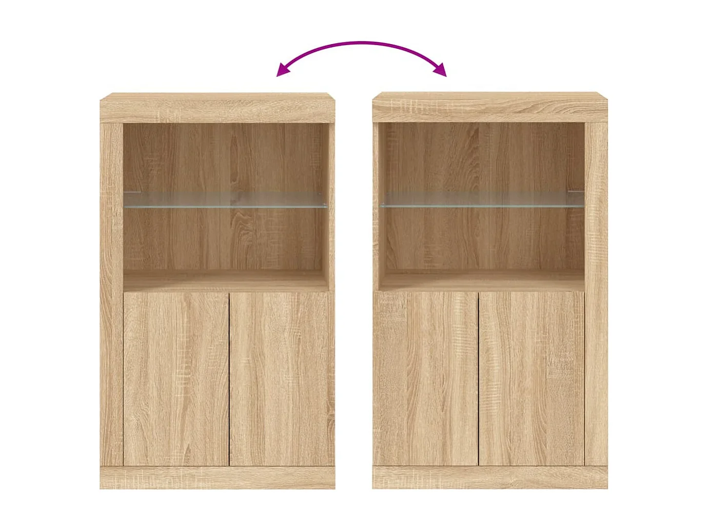 Armoire latérale avec lumières LED chêne sonoma