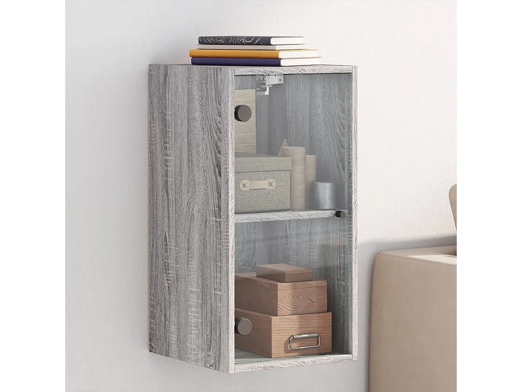 Armoire murale avec portes en verre sonoma gris 35x37x68,5