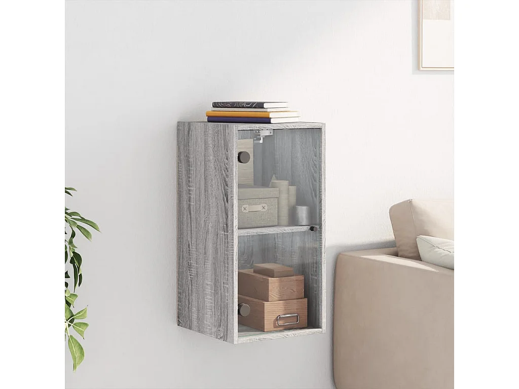 Armoire murale avec portes en verre sonoma gris 35x37x68,5