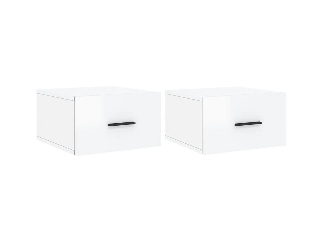 Tables de chevet murales 2 pcs blanc brillant 35x35x20
