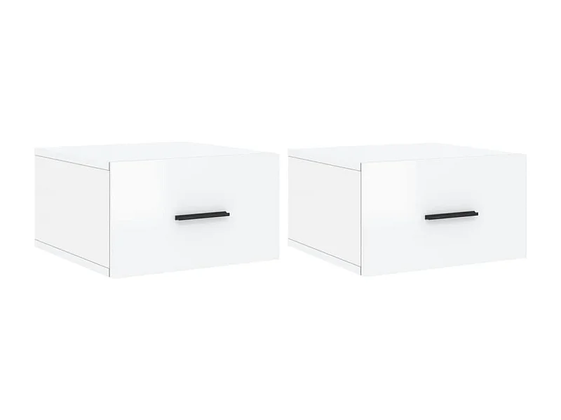 Tables de chevet murales 2 pcs blanc brillant 35x35x20