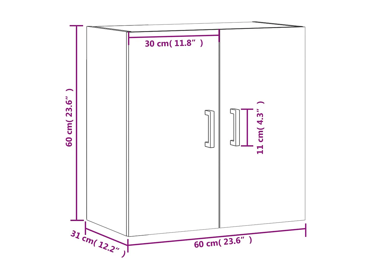 vidaXL Armario de pared madera de ingeniería blanco 60x31x60 cm