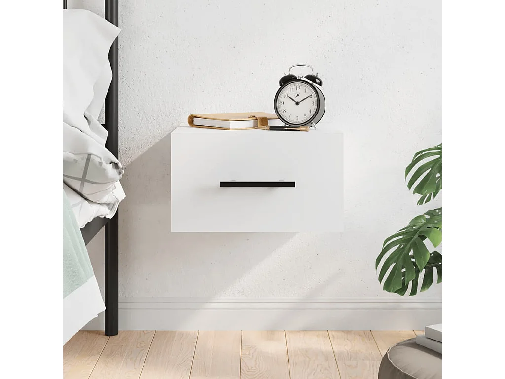 Table de chevet murale blanc 35x35x20