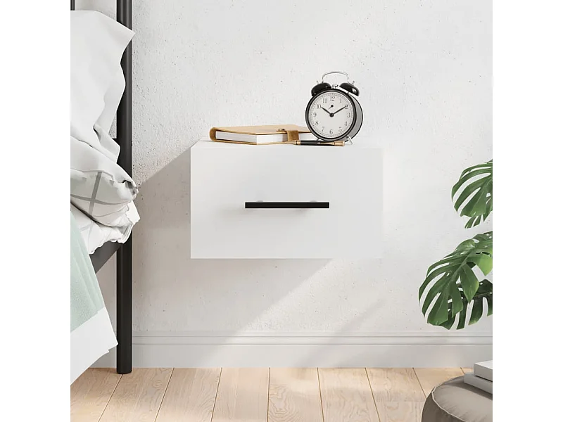 Table de chevet murale blanc 35x35x20