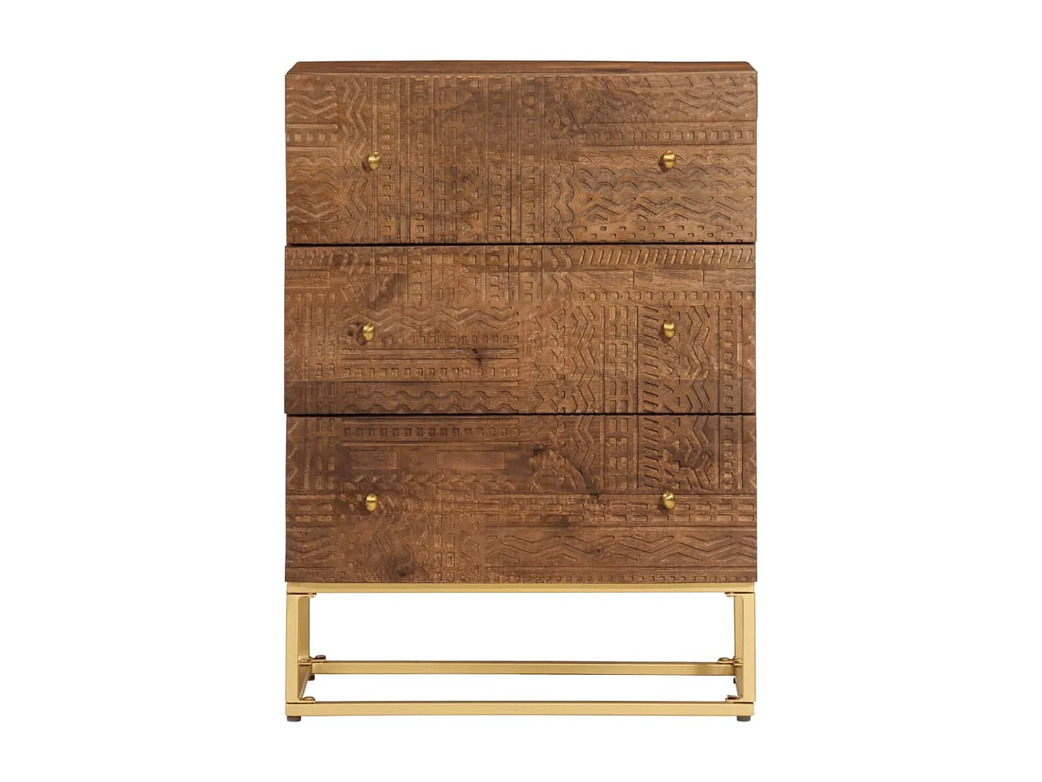 Commode 55x30x76 bois massif de manguier et fer