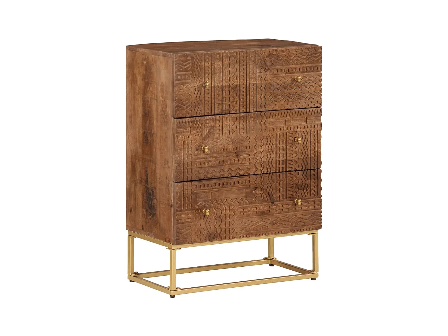 Commode 55x30x76 bois massif de manguier et fer