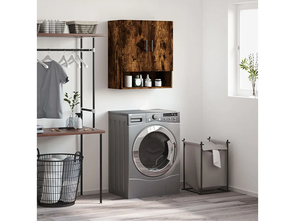 Armoire murale chêne fumé 60x31x70 bois d'ingénierie