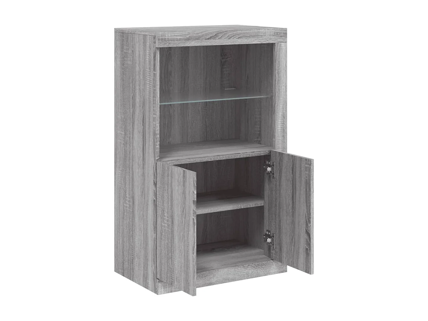 Armoire latérale et lumières LED sonoma gris bois d'ingénierie