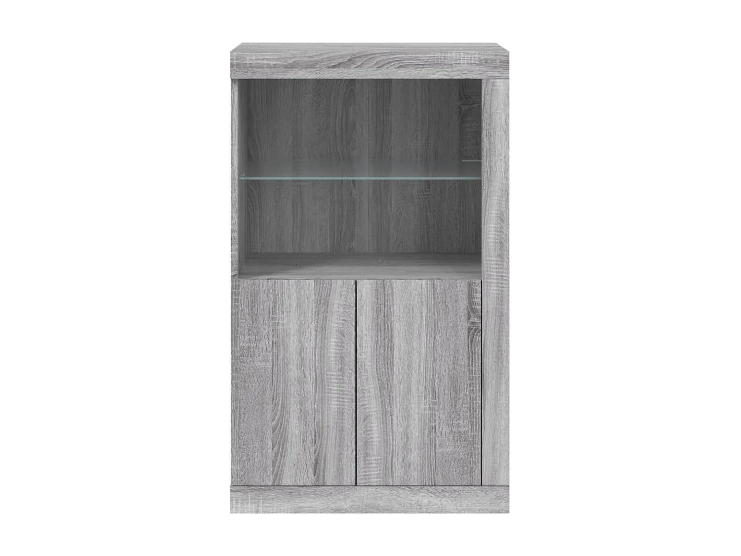 Armoire latérale et lumières LED sonoma gris bois d'ingénierie