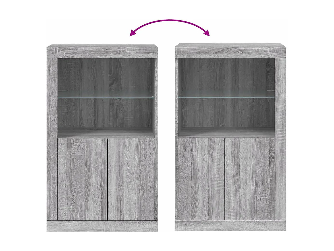 Armoire latérale et lumières LED sonoma gris bois d'ingénierie