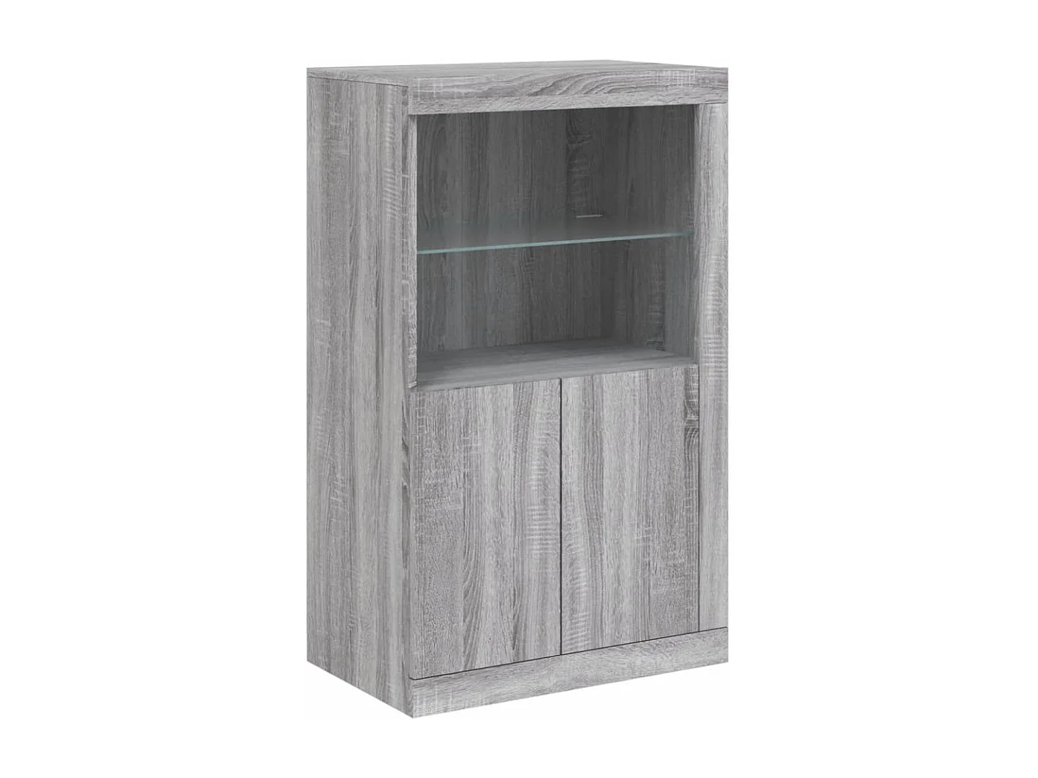 Armoire latérale et lumières LED sonoma gris bois d'ingénierie