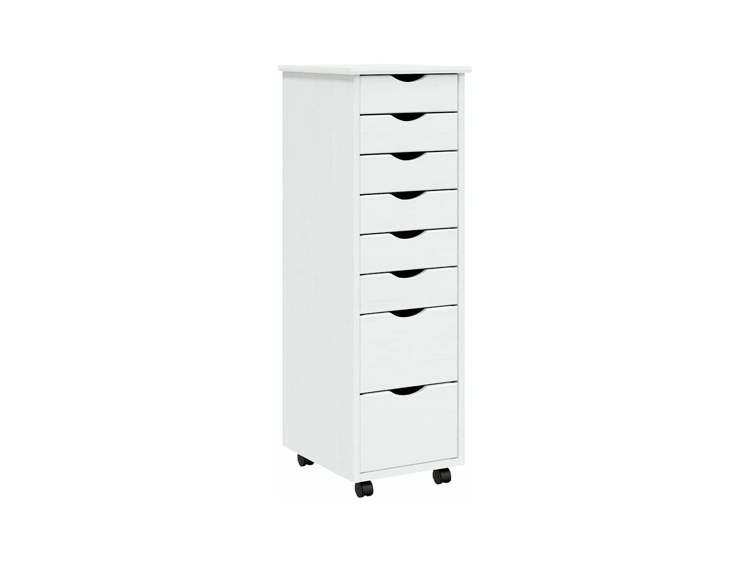 Armoire roulante avec tiroirs MOSS blanc bois de pin solide