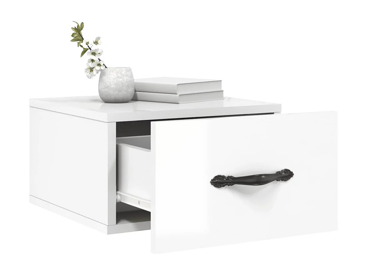 Tables de chevet murales 2 pcs blanc brillant 35x35x20