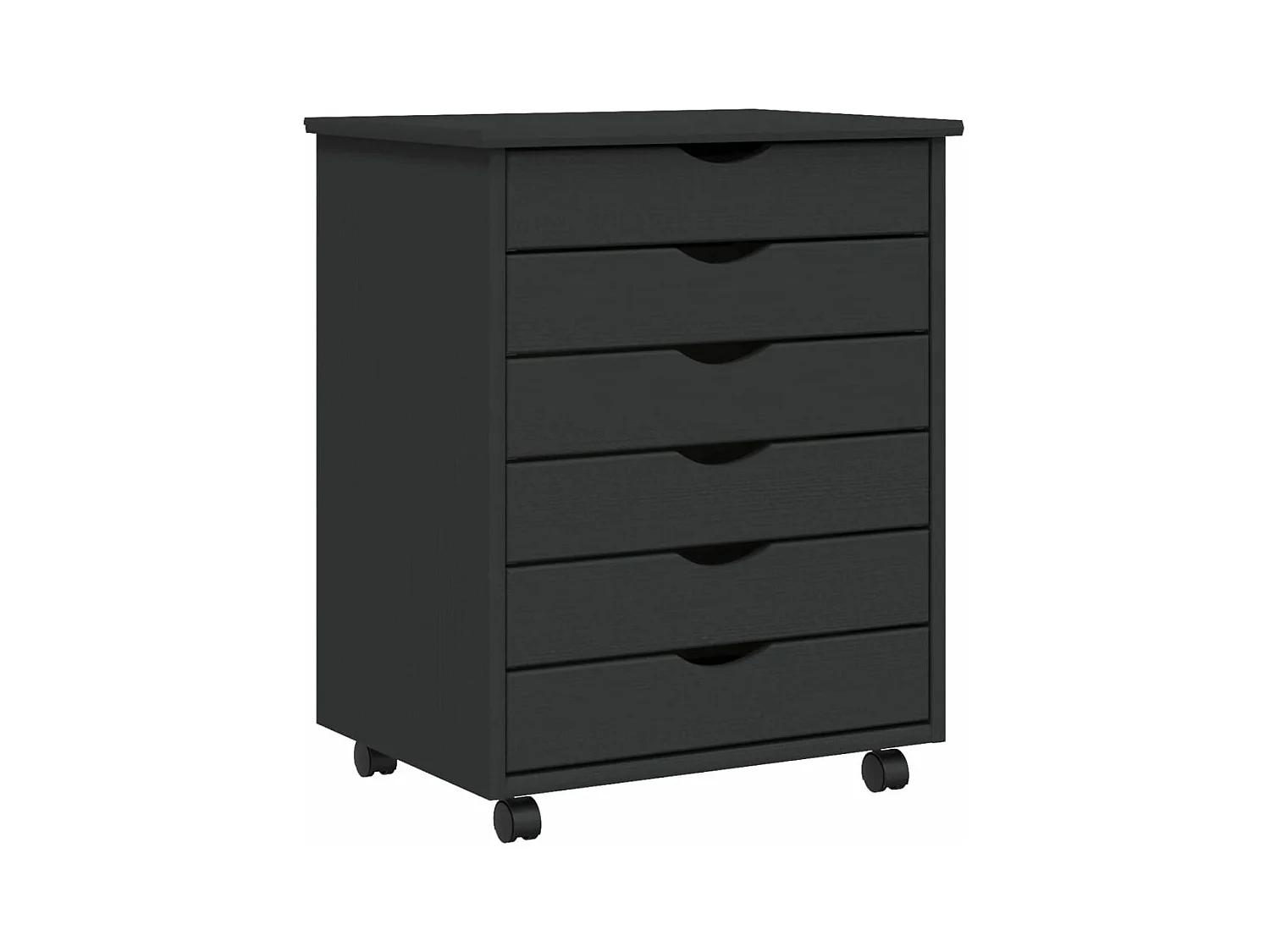 Armoire roulante avec tiroirs MOSS gris bois de pin solide