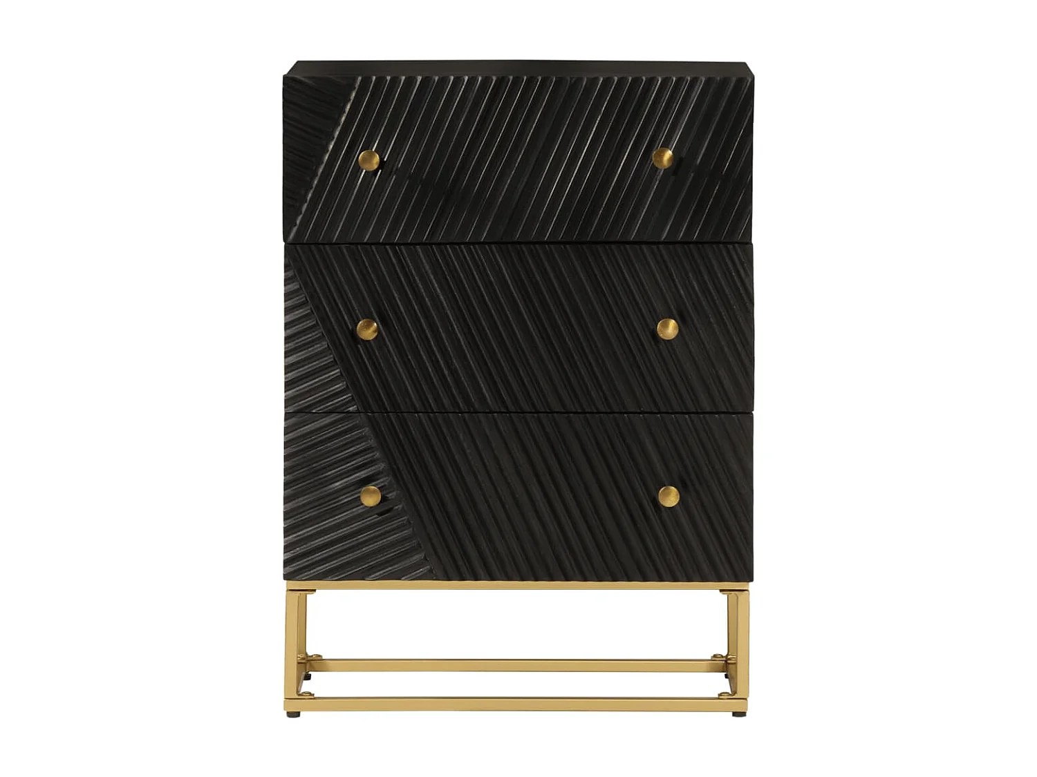 Commode noir 55x30x76 bois massif de manguier et fer