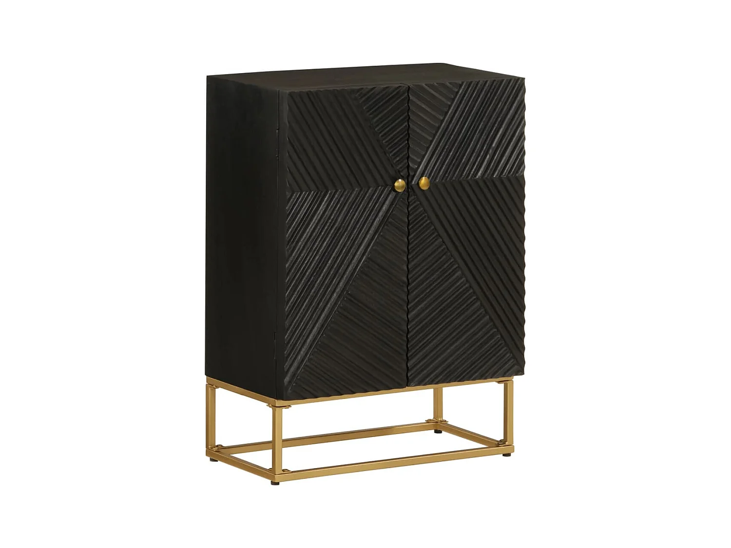 Buffet noir 55x30x76 bois massif de manguier et fer