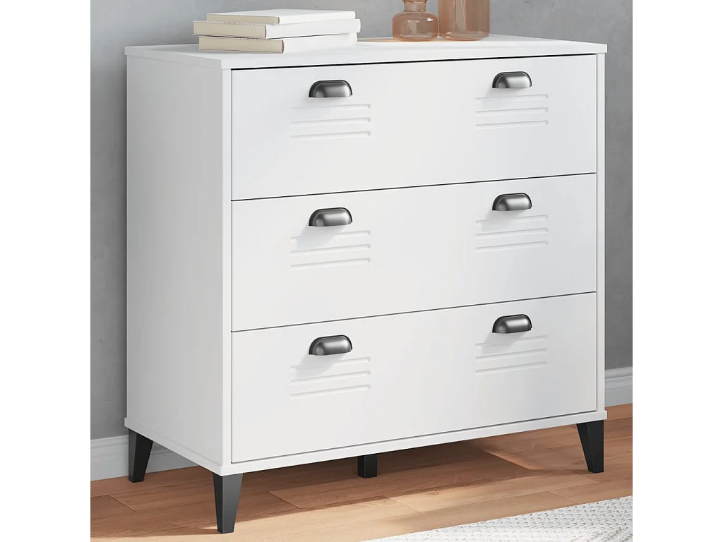 Commode VIKEN blanc bois de pin solide