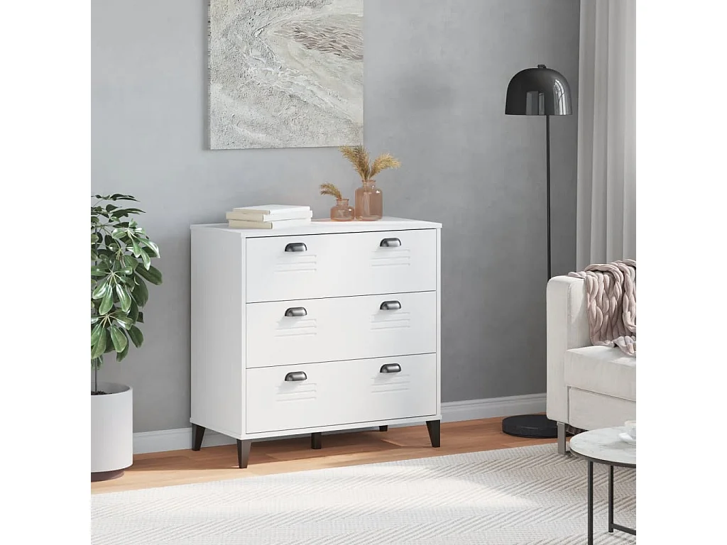 Commode VIKEN blanc bois de pin solide