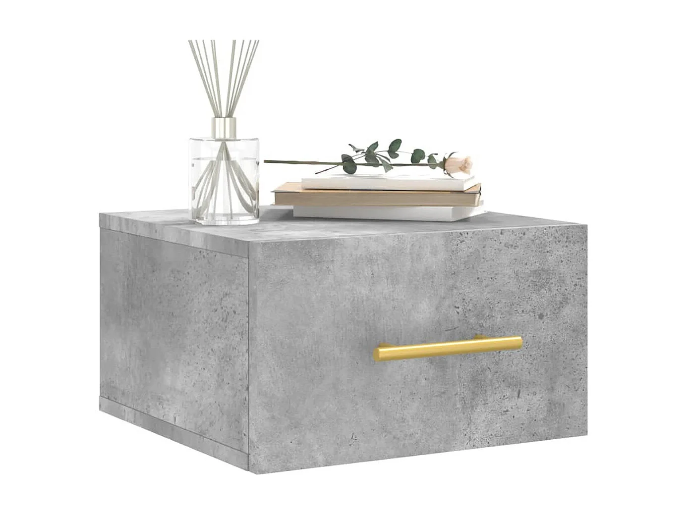 Table de chevet murale gris béton 35x35x20