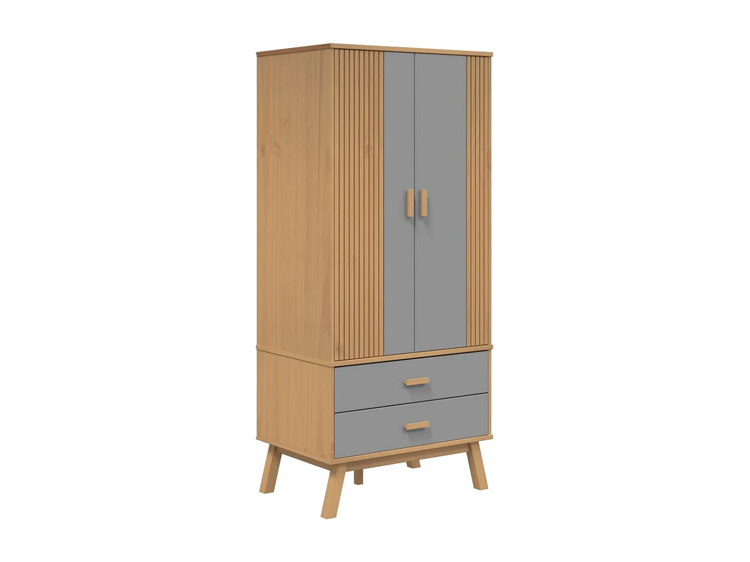 Garde-robe OLDEN gris et marron 76,5x53x172 bois massif pin