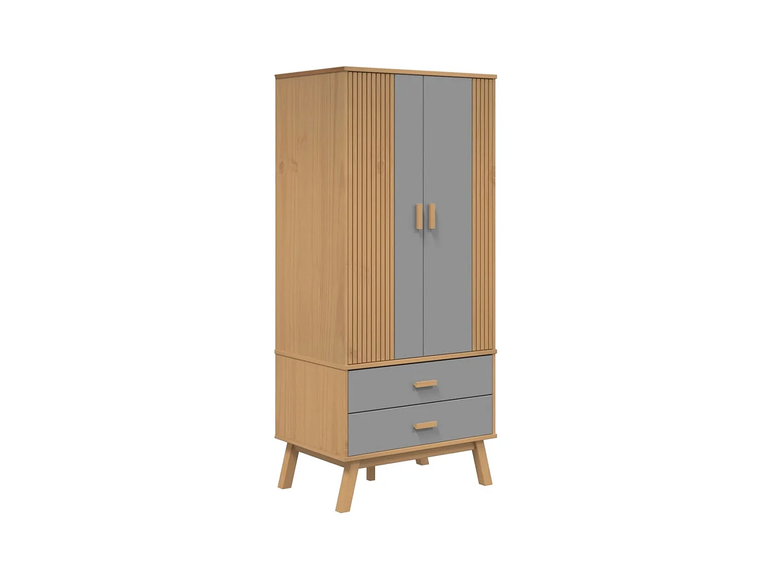 Garde-robe OLDEN gris et marron 76,5x53x172 bois massif pin