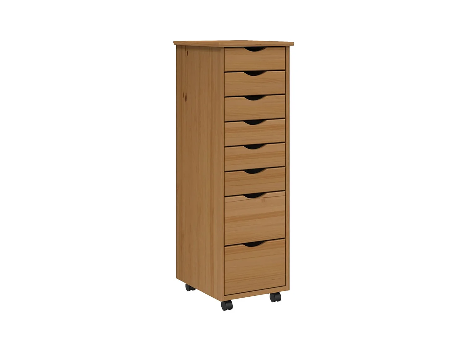 Armoire roulante avec tiroirs MOSS bois de pin marron miel